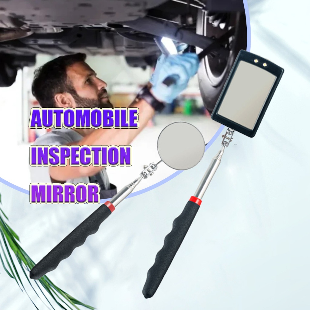 720mm/880mm Mirror Inspection Bulat / Persegi Desain Teleskopik memiliki 2 lampu LED Mirror Tongkat