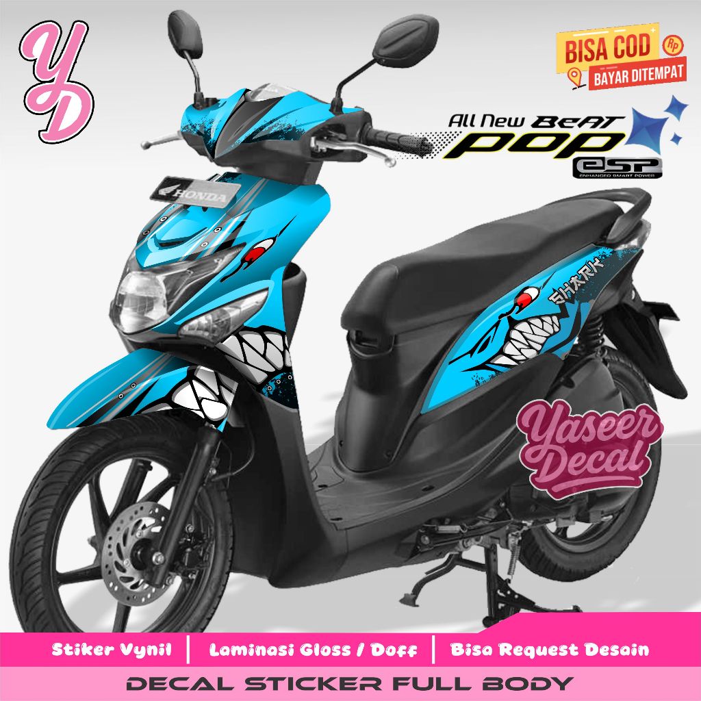 DECAL STICKER TERBARU BEAT POP FULL BODY DESAIN SHARK