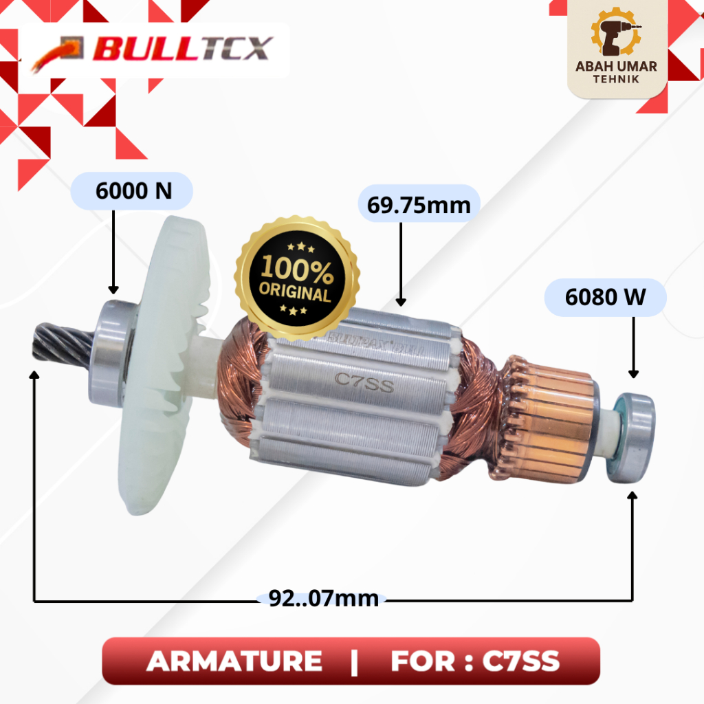 Armature Angker BULL Original untuk Hitachi C7SS | Sparepart Mesin Circular Saw 7 Inch hitachi