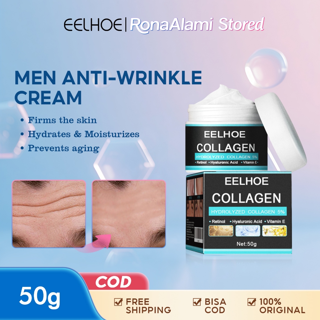EELHOE 50g Krim Wajah Pria 50g Hidrasi Lembut Melembabkan Wajah Memperbaiki Dan Mengencangkan Kulit 