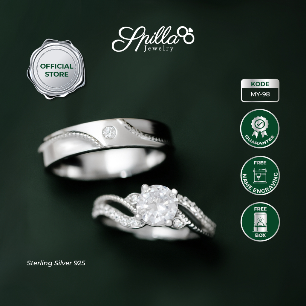 Spilla Jewelry Cincin Couple MY-98 Cincin Perak Pasangan Tunangan Nikah