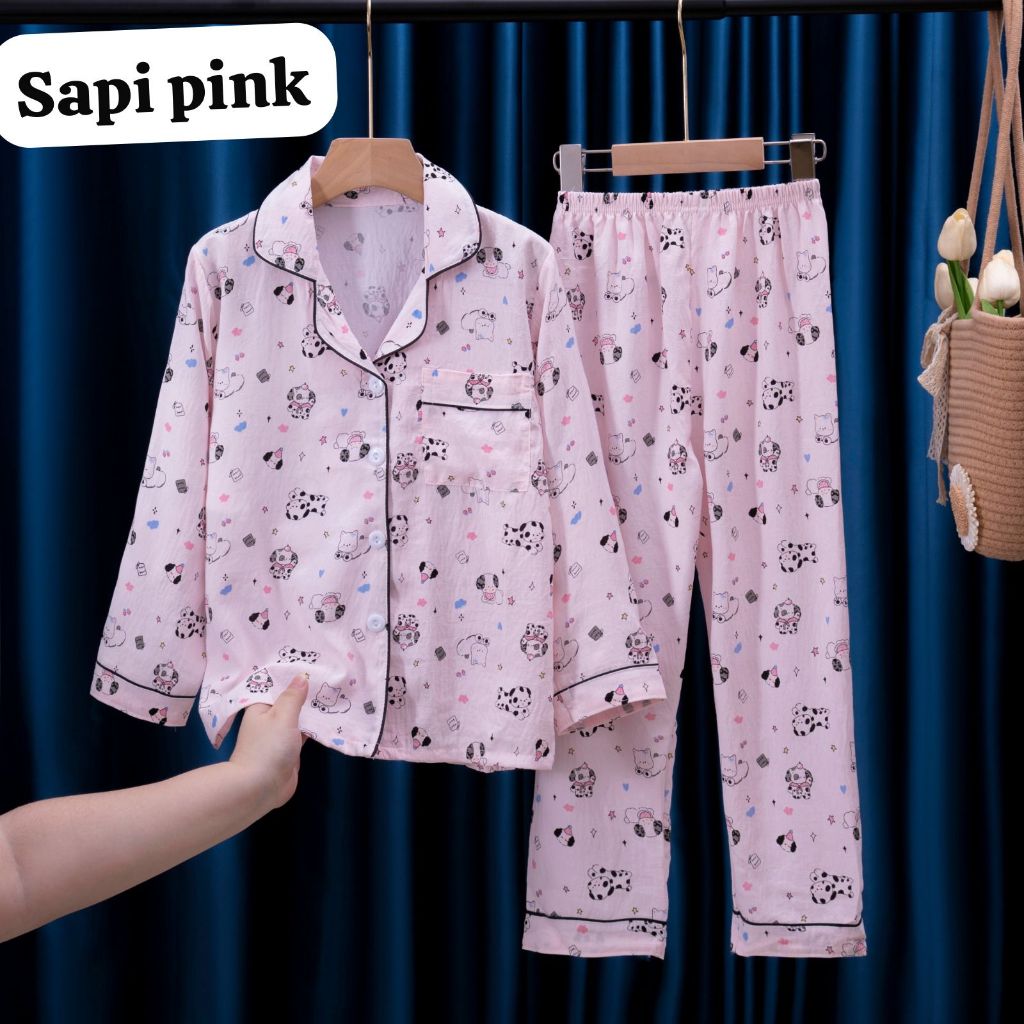 BAJU TIDUR PIYAMA PP 7 KAOS CRINKLE ANAK BALITA REMAJA TANGGUNG 4-15TAHUN KATUN IMPORT BERKUALITAS U