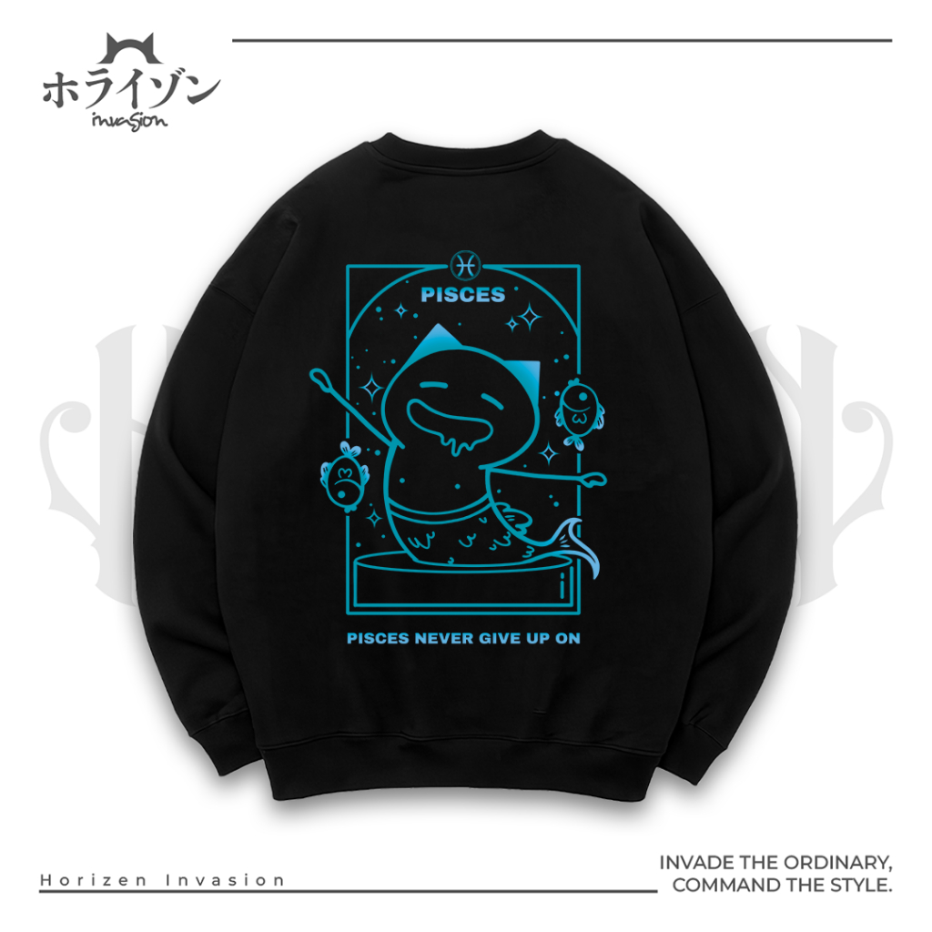 Horizen Invasion Crewneck Pisces Zodiac - 100% Cotton Fleece 280gsm