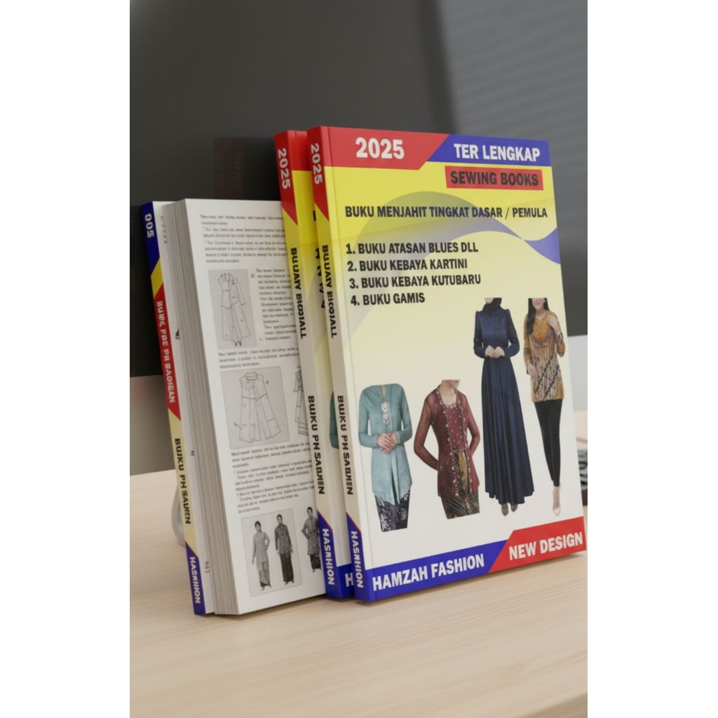 Buku pola jahit kebaya - gamis tingkat dasar isi 4 panduan buku pola