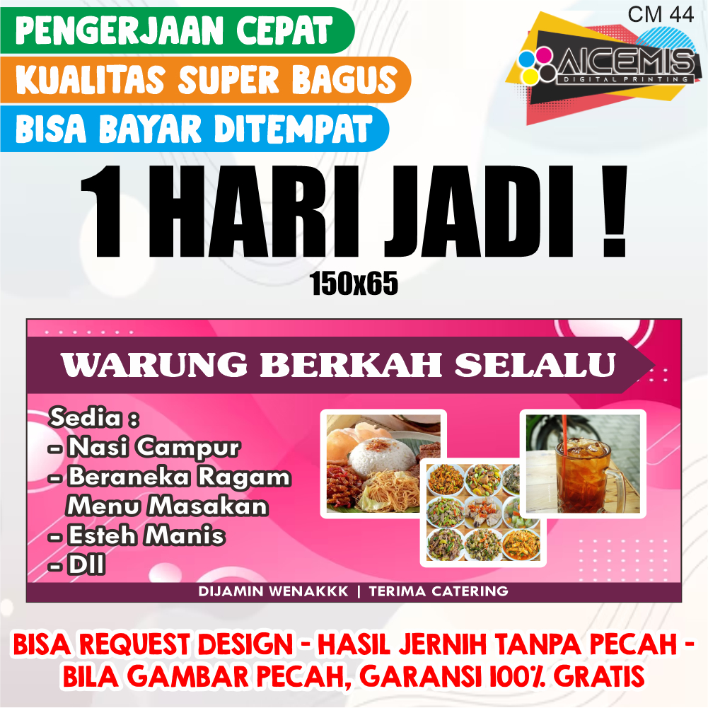 Spanduk 1 Hari Jadi / Spanduk Warung / Spanduk Warung Makan / Spanduk Warung Nasi cm 44