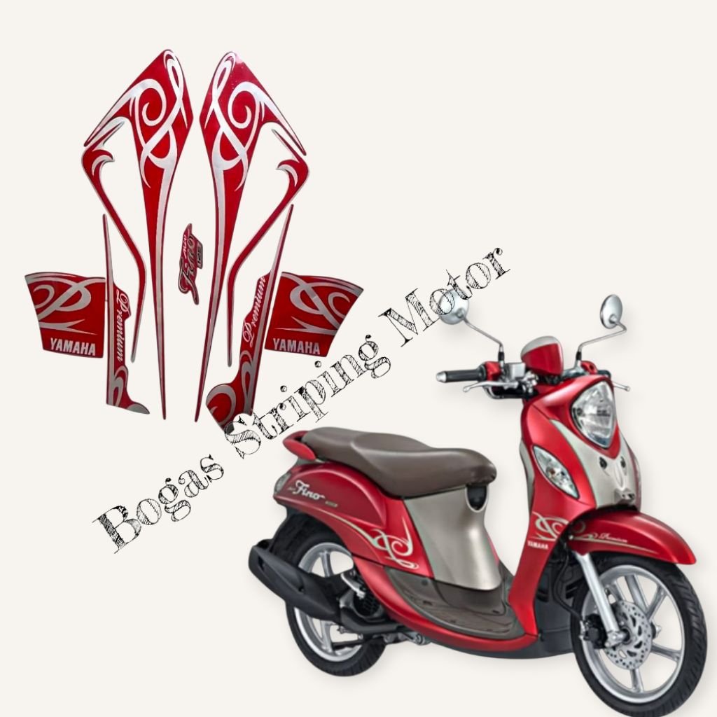 Stiker List Polet Bodi Motor Yamaha Fino 125 Premium 2017 Merah Full Body Standar