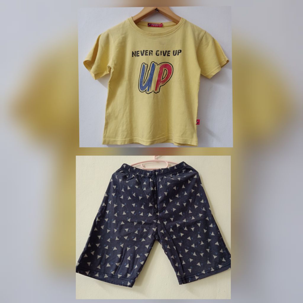 Baju Setelan Kaos Anak Laki Bahan Katun Terbaru Merk Domino Kids Murah Lengan Pendek Preloved Second