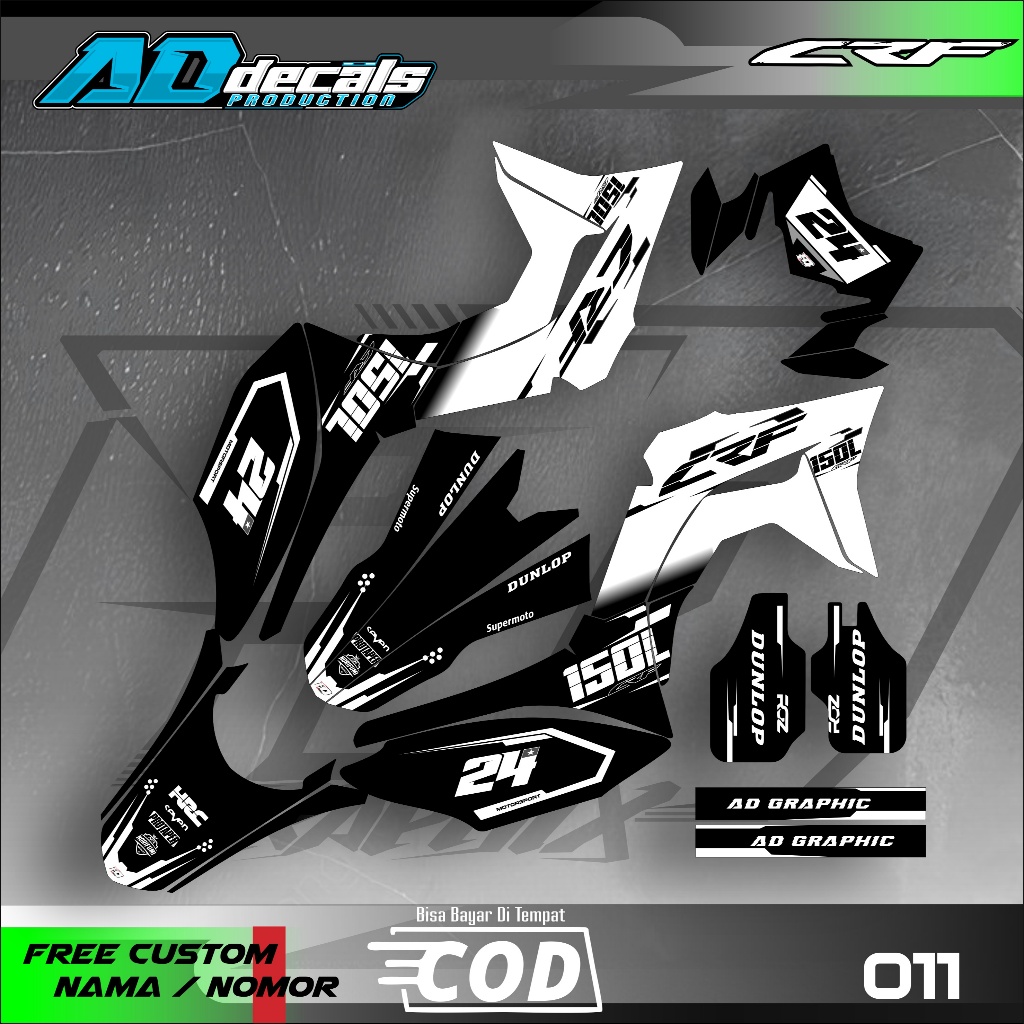 DECAL STICKER  CRF 150 L - DTRACKER - KLX BF -WR - KLX GORDON PREMIUM FULLBODY CUSTOM DESAIN AD-011