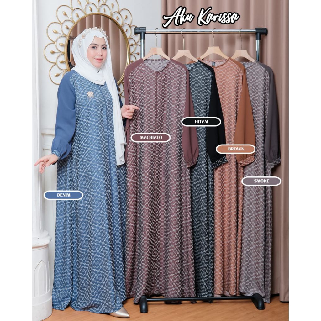 HAZRINA Dress Bahan Jaguar mix Sabrina ORI by Aku Karissa/ Gamis Hazrina Dress Aku Karissa/ Hazrina 