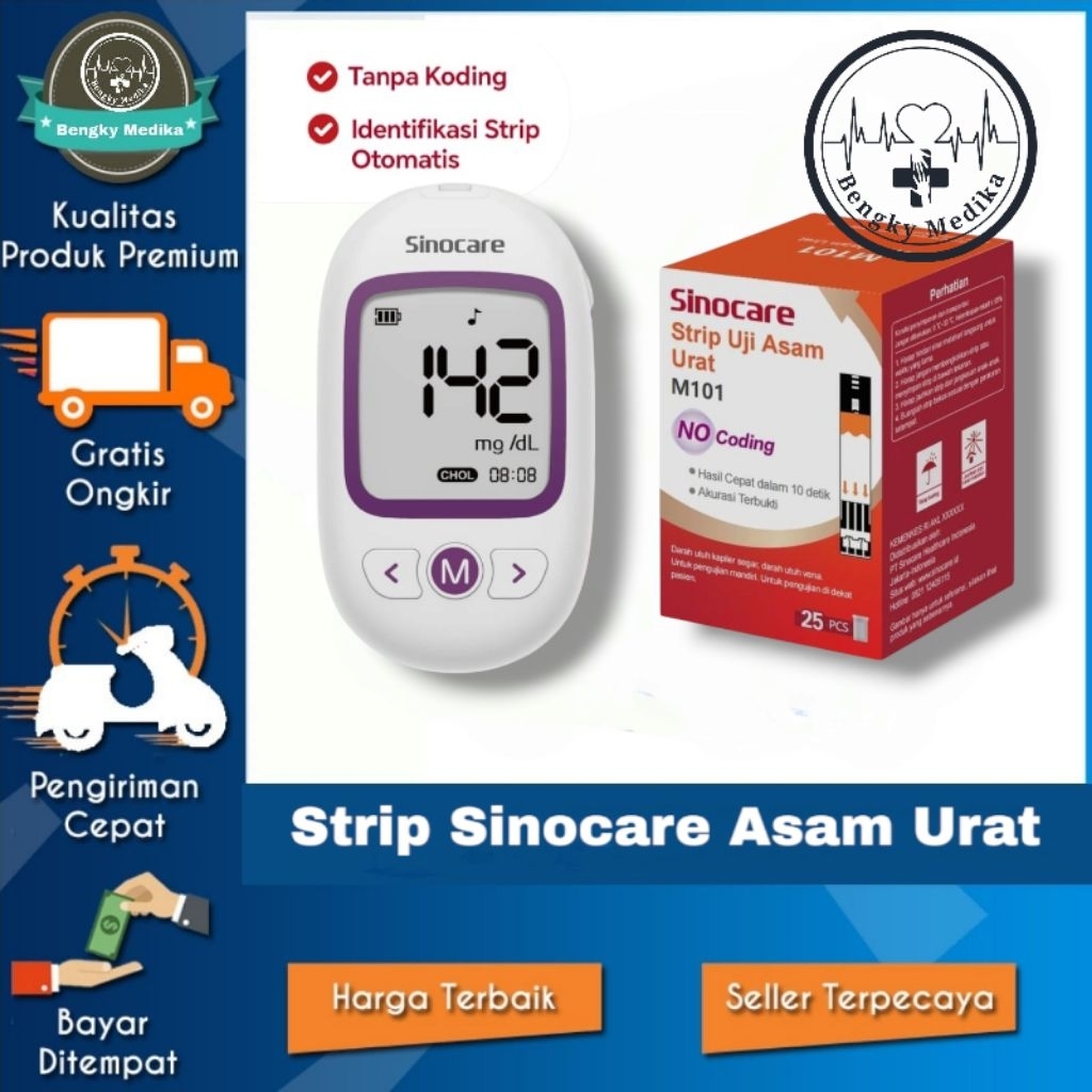 Strip Sinocare Asam Urat  Isi Ulang Sinocare UA GCU  Refill Sinocare Asam Urat GCU