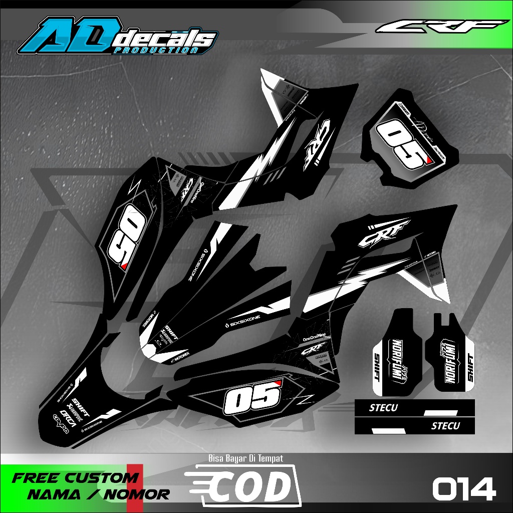 DECAL STICKER  CRF 150 L - DTRACKER - KLX BF -WR - KLX GORDON PREMIUM FULLBODY CUSTOM DESAIN AD-014