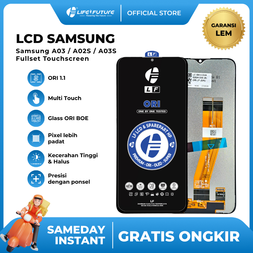 LF - (GARANSI LEM) LCD Samsung A03 / A02S / A03S / A035F Fullset Touchscreen