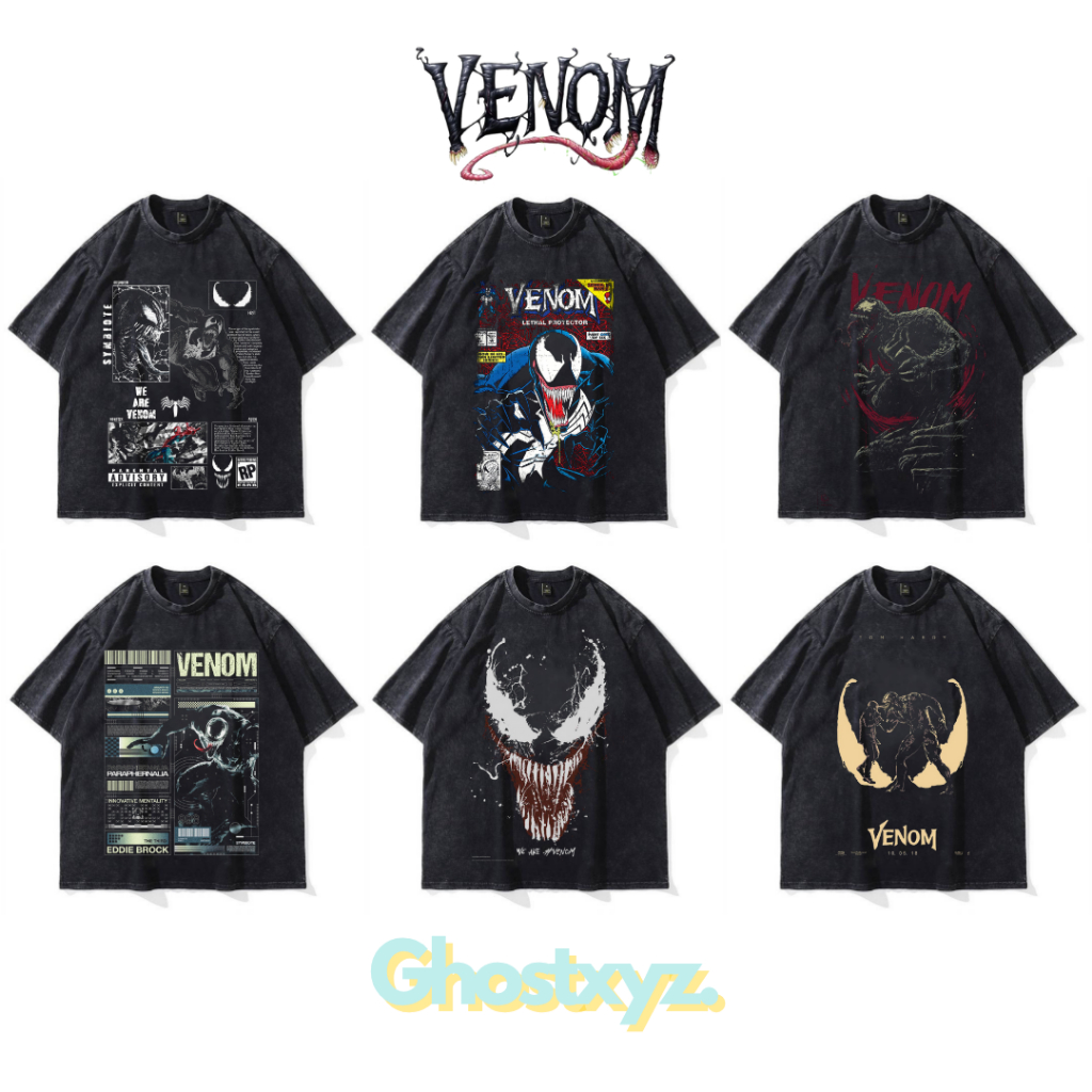 Ghostxyz T-Shirt Venom Wash Oversize Vintage Tee Baju Kaos