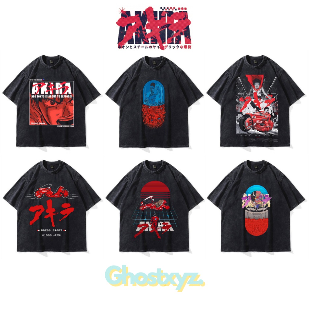 Ghostxyz T-Shirt Akira Wash Oversize Vintage Tee Baju Kaos