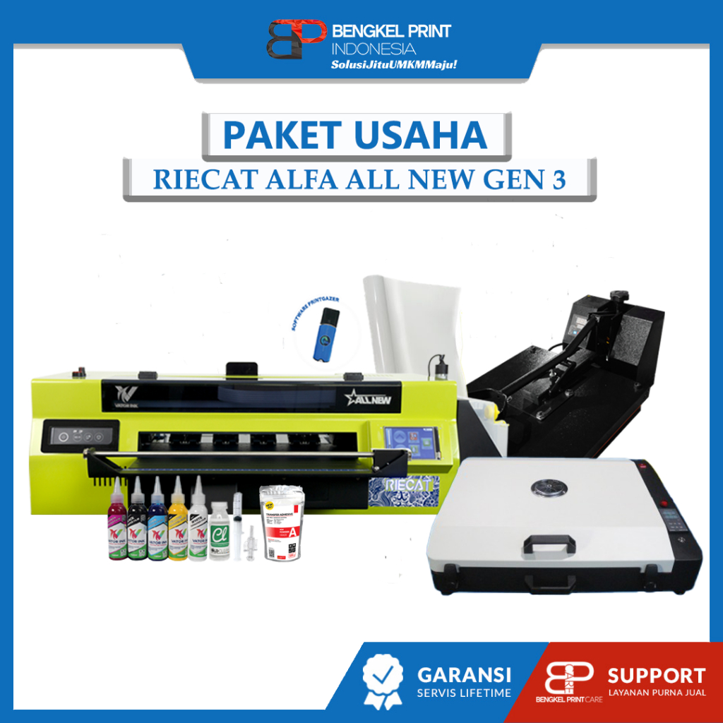 Paket Usaha Sablon DTF | Paket Mesin Riecat Alfa All New Gen 3 Lengkap
