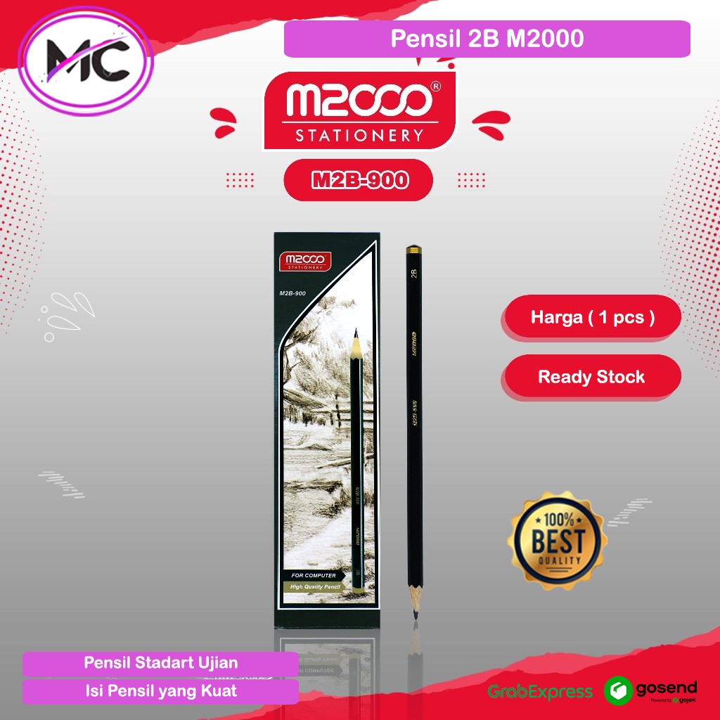 Pensil M2000 2B TYPE M2B-900 Harga 1 pcs  Pencil Perlengkapan Sekolah untuk Ujian Kantor Standart Pe