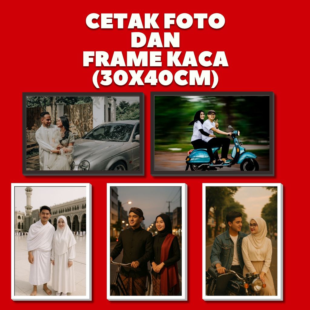 Bingkai Kaca Minimalis Dan Cetak Foto 30X40cm