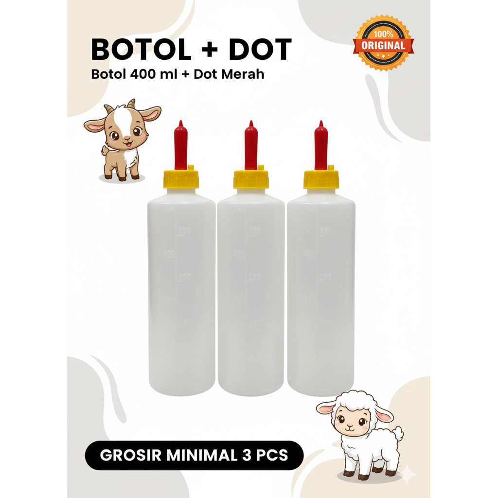 GROSIR Botol 400 ml + Dot Merah - Botol Dot cempe kambing domba