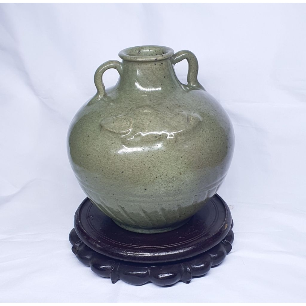 Guci celadon china hijau antik jadul dinasty qing 1800an