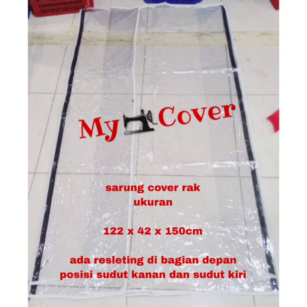 sarung cover plastik rak besi ukuran 122x42x150 dan 122x32x150 / sarung plastik pelindung rak baju /