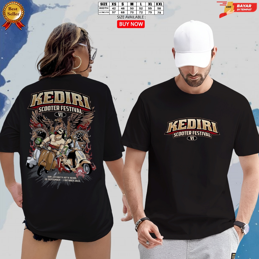 kaos distro KEDIRI SCOOTER FESTIVAL-kaos sablon pria Wanita lengan pendek ukuran M.L.XL.XXL kaos ker