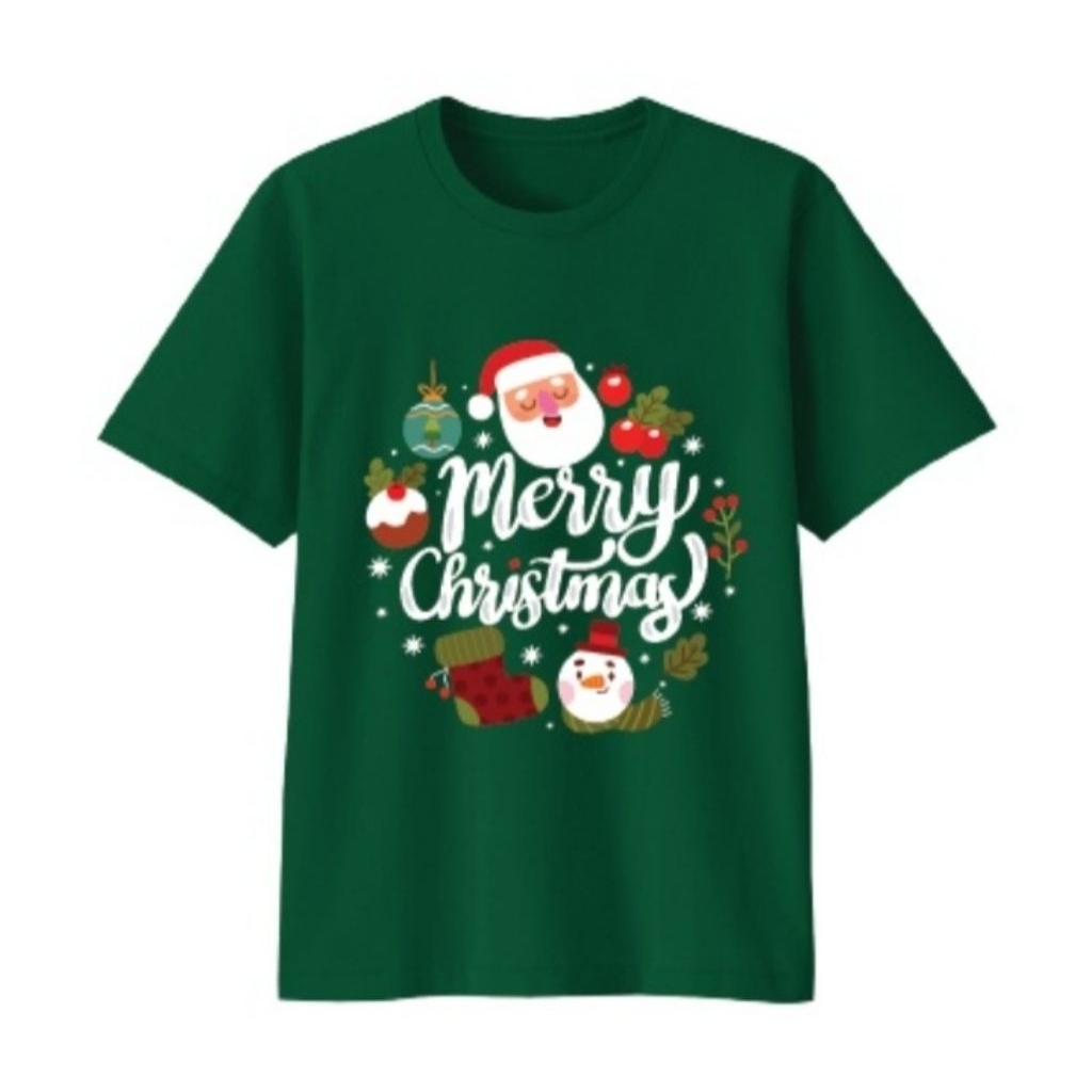 KAOS NATAL ANAK/COTTON COMBED/HIJAU FUJI