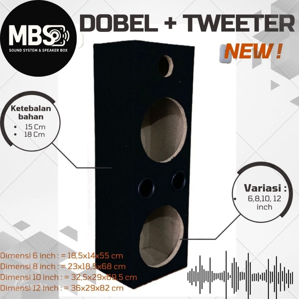MBSound Box Speaker Dobel + Tweeter  6",8",10",12", Inch Woofer SubWoofer Bass Horeg Empuk bahan par