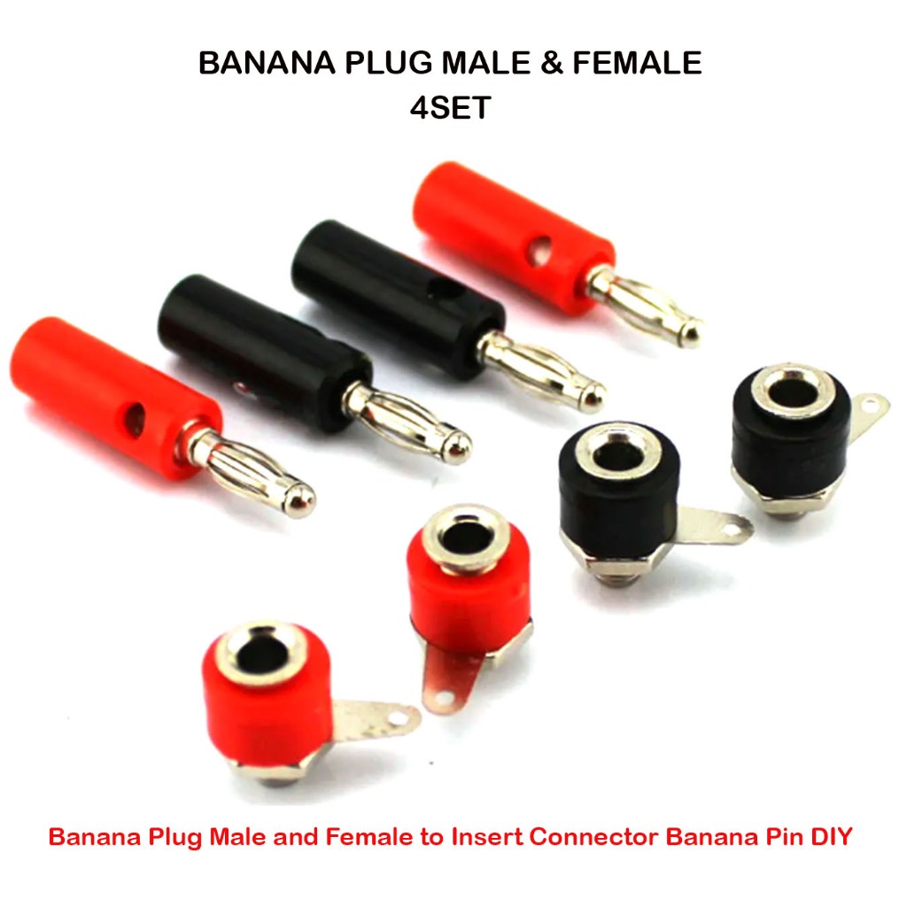 (4set) Jack Banana Plug With Binding Post 4mm Red Black / Jack Banana+soket