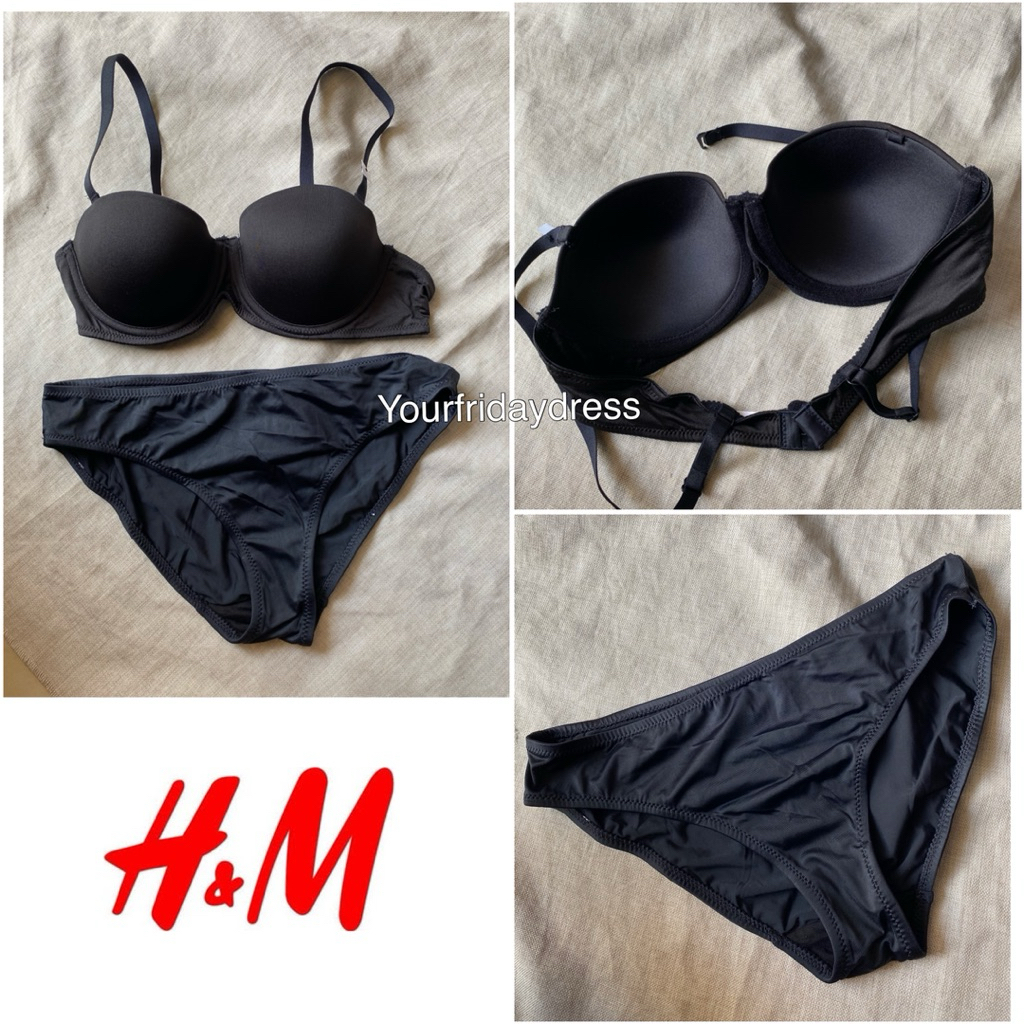 1 Set(bra+panty) Wired Bra balconette with pads Straps Branded Import Original Sale H*N*M Jastip pol