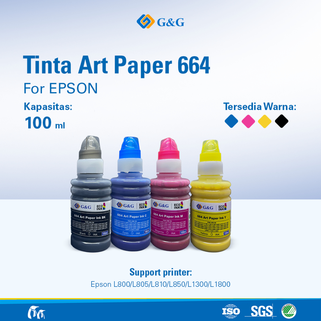 G&G Tinta Printer Art Paper 664 For Epson L800/L805/L810/L850/L1300/L1800