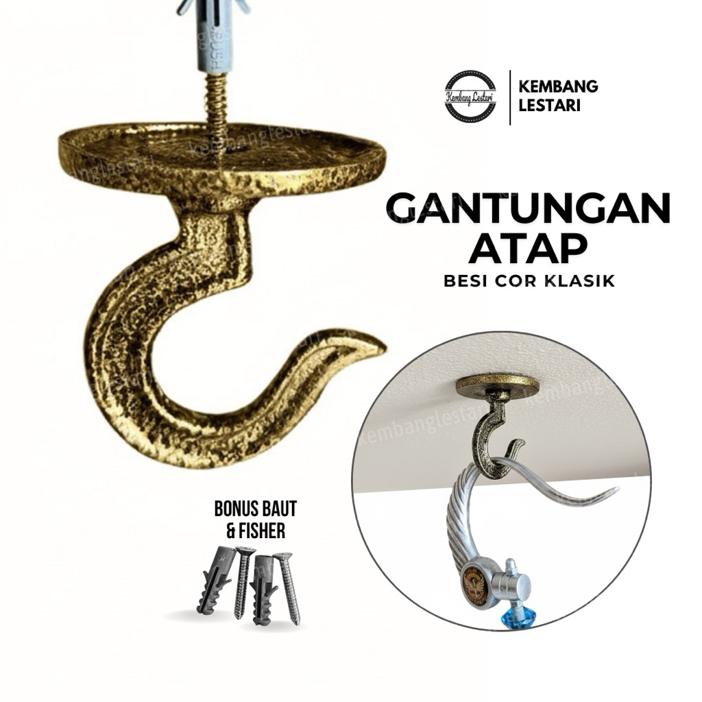 GANTUNGAN ATAP PLAFON ULIR BESI CHROME COR SUPER TEBAL GANTUNGAN CANTOLAN SANGKAR KANDANG BURUNG TAN