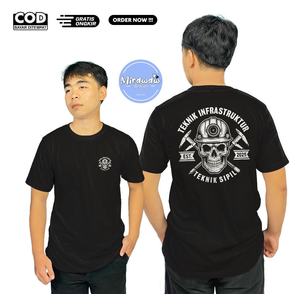 Kaos Pilar Teknik Sipil Teknik Infrastruktur Skull est 2025 Baju Distro