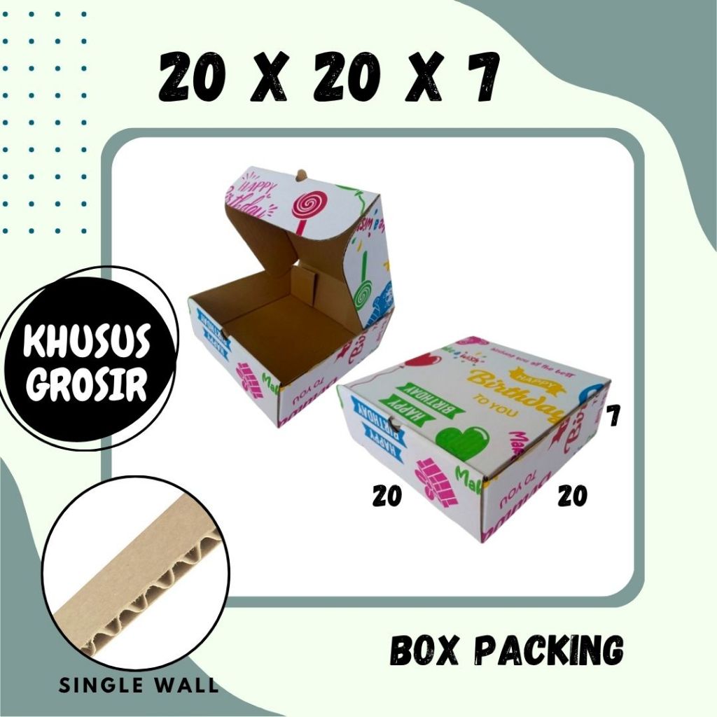 Kardus 20x20x7 LD Box Ultah Kado Happy Birthday Kemasan Kotak Kado Tas Kardus Hampers