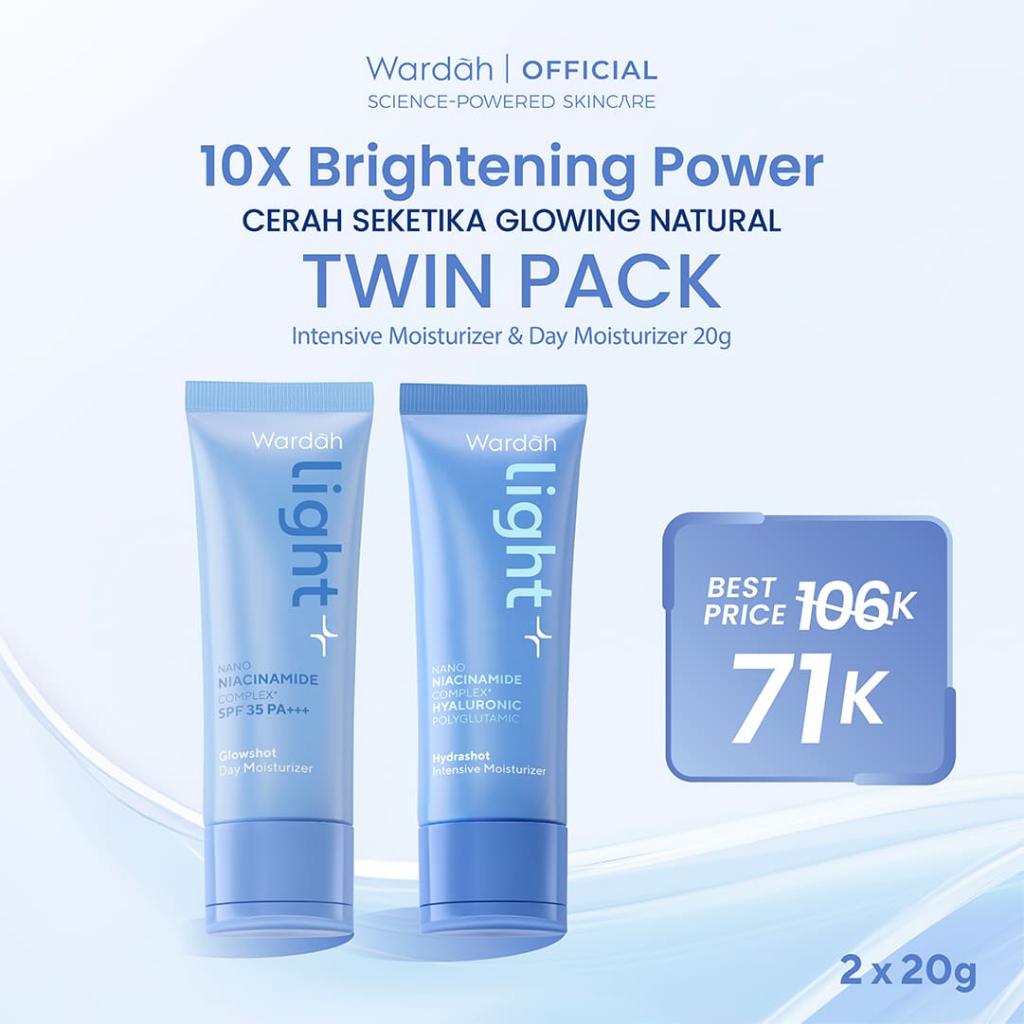 [TWINPACK] Light+ by Wardah Hydrashot Intensive Moisturizer, Glowshot Day Moisturizer | Cream Lighte