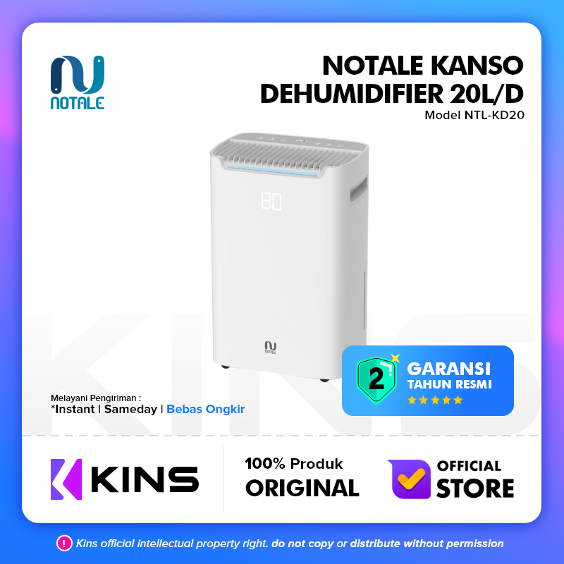 Notale Kanso Dehumidifier 20L/Hari- Penyerap Kelembaban dan Pengering Udara Ruangan Anti Jamur