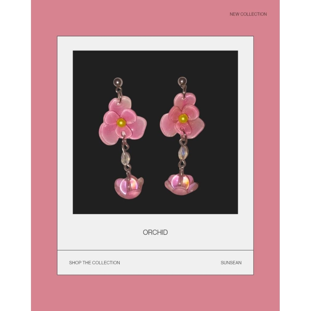 "Orchid" Earrings Handmade Accessories Anting Anggrek