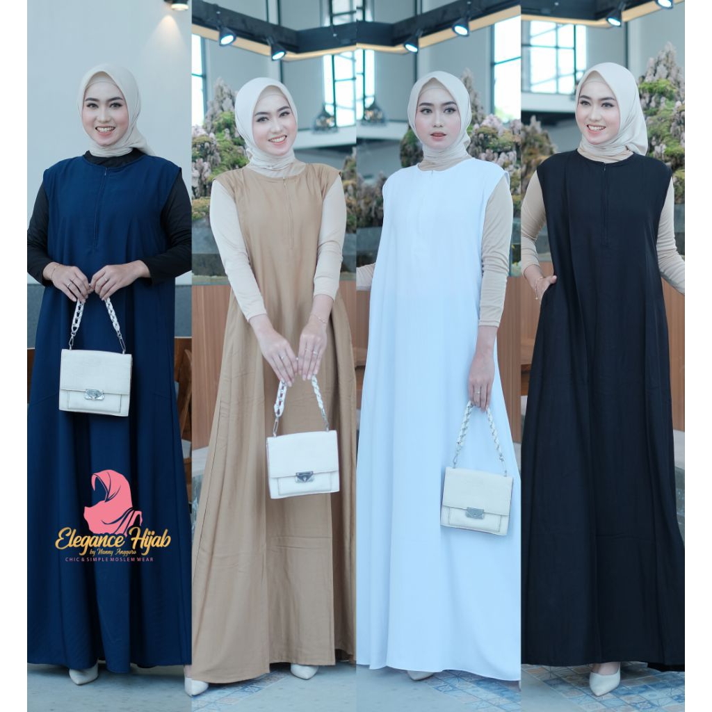 iner dress tanpa lengan katun twil inner gamis busui