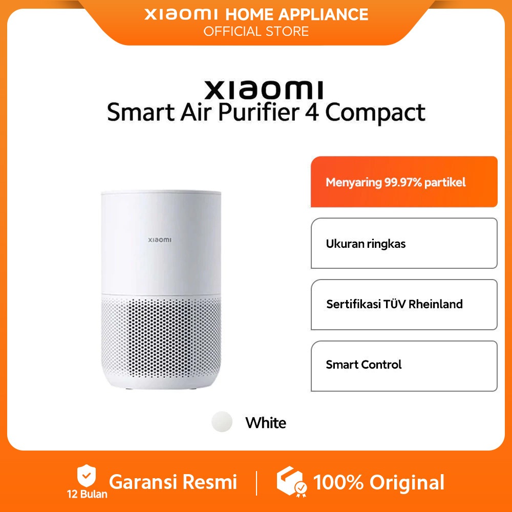 Xiaomi Smart Air Purifier 4 Compact | Menghilangkan Alergen | Filter 3-in-1 | Konsumsi energi rendah