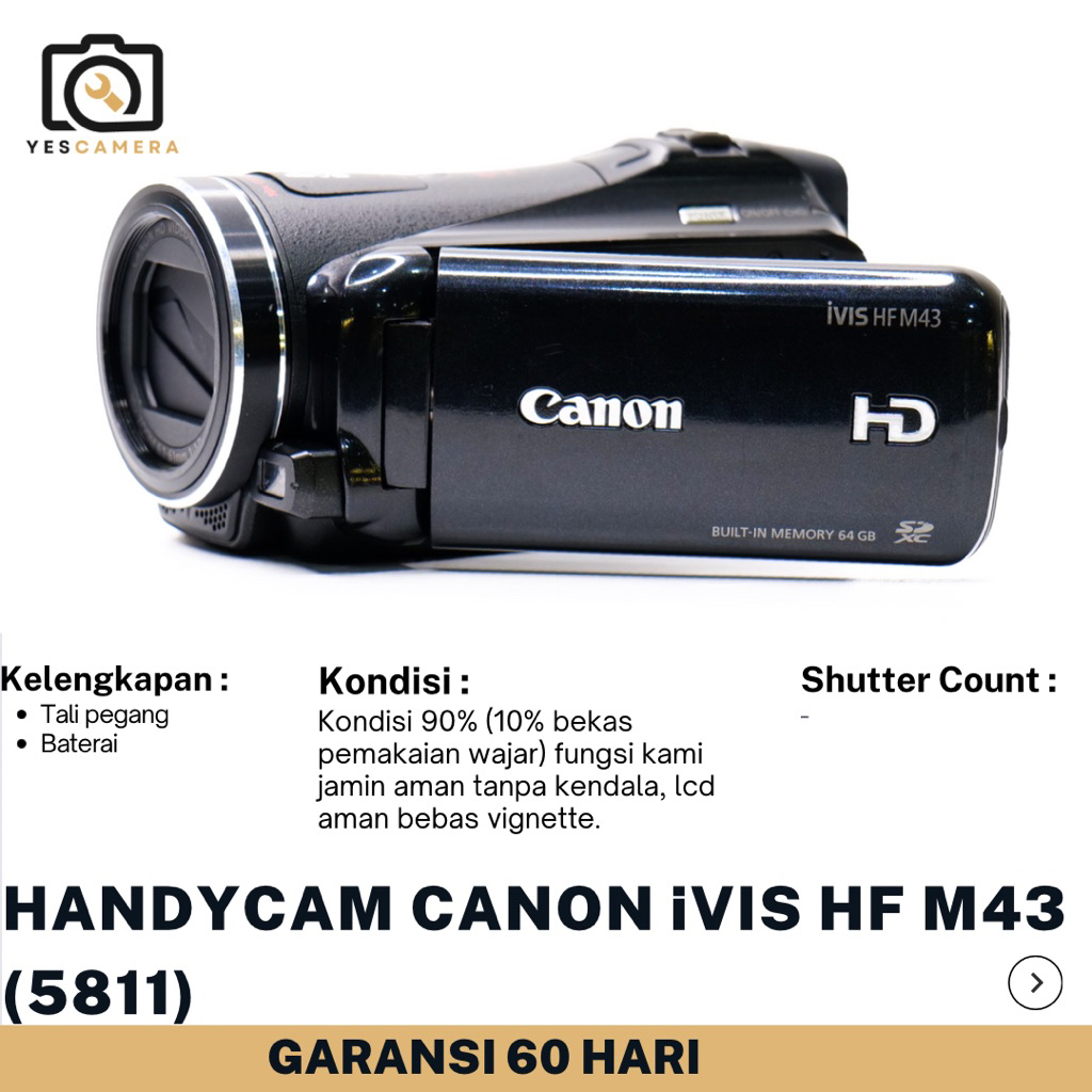 Handycam Canon ivis HF M43 Hitam (Bekas) - 3.8MP, Full HD, Touchscreen - Unit Only(5811)