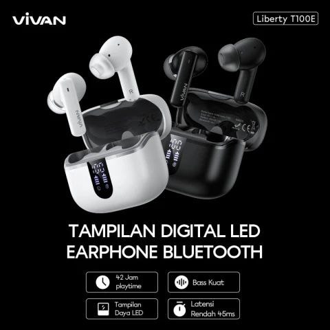 HEADSET BLUETOOTH TWS VIVAN LIBERTY T100E | TERLARIS