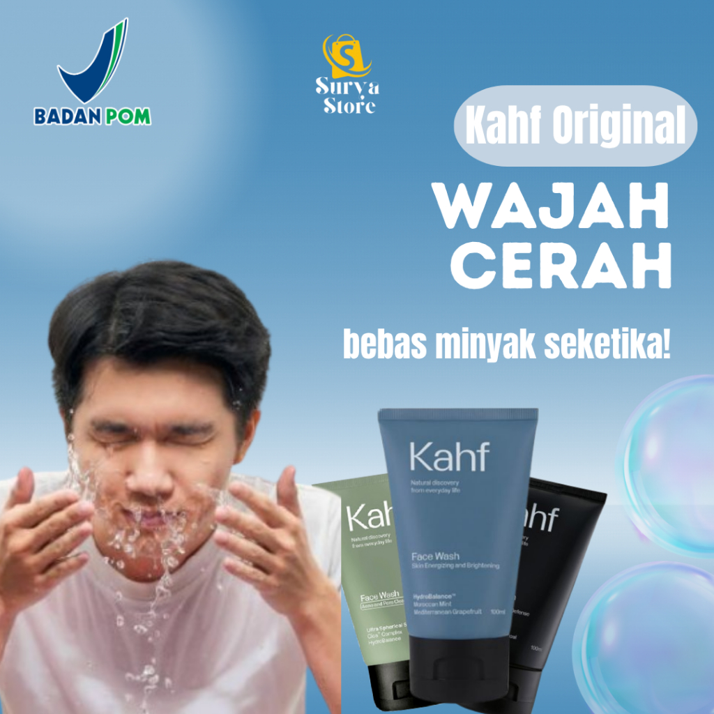 Kahf Face Wash Sabun Cuci Muka Pria Mencerahkan Wajah Penghilang Komedo Dan Bekas Jerawat Pemutih Pe