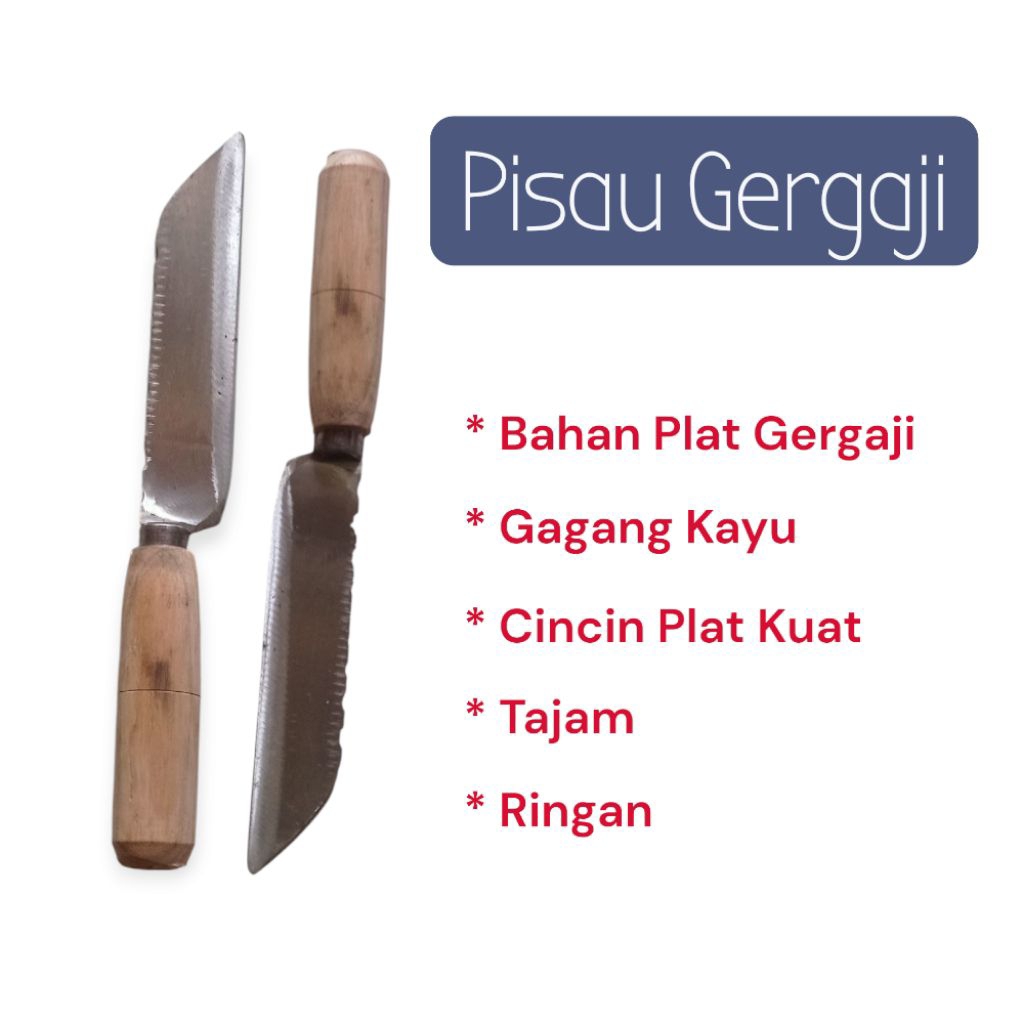 Pisau Dapur bahan bekas Gergaji Gagang kayu
