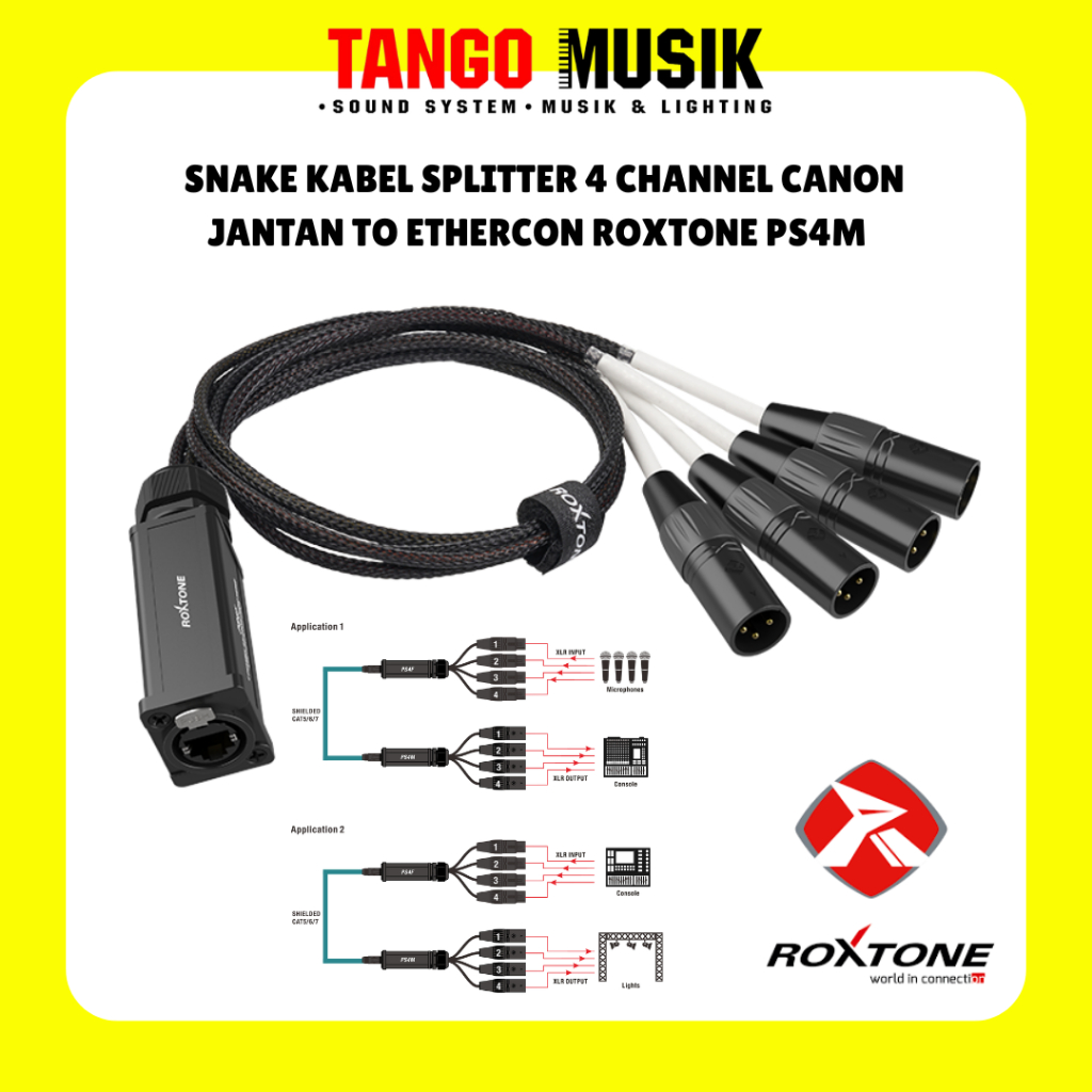 100% ORI SNAKE KABEL SPLITTER 4 CHANNEL CANON JANTAN TO ETHERCON ROXTONE PS4M CAT5,5E,6,6A or 7 / KA