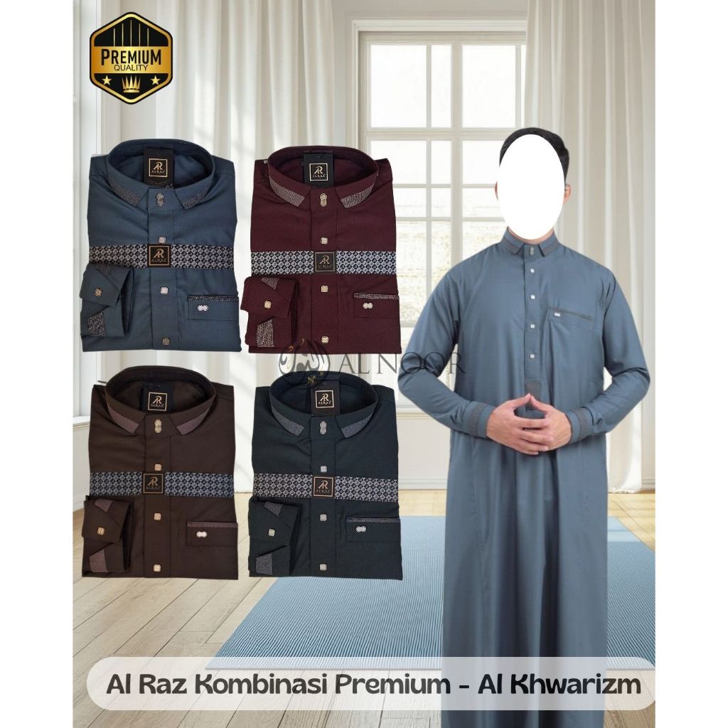 Jubah Saudi | Gamis Pria | Al Raz Kombinasi Al Khwarizm - Pusat Grosir Al Noor