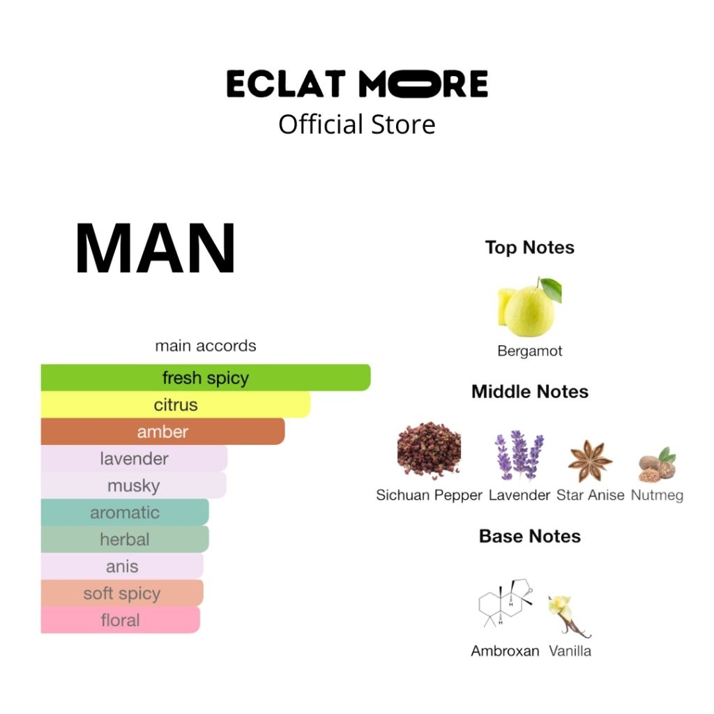ECLAT MORE - MAN Extrait de Parfum 50ML | Parfum Unisex Pria Wanita Premium Tahan Lama