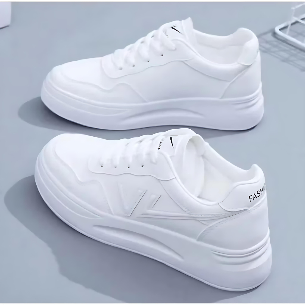 ZVS Sepatu Wanita Putih Sneakers Fashion Korea Logo VL Terbaru