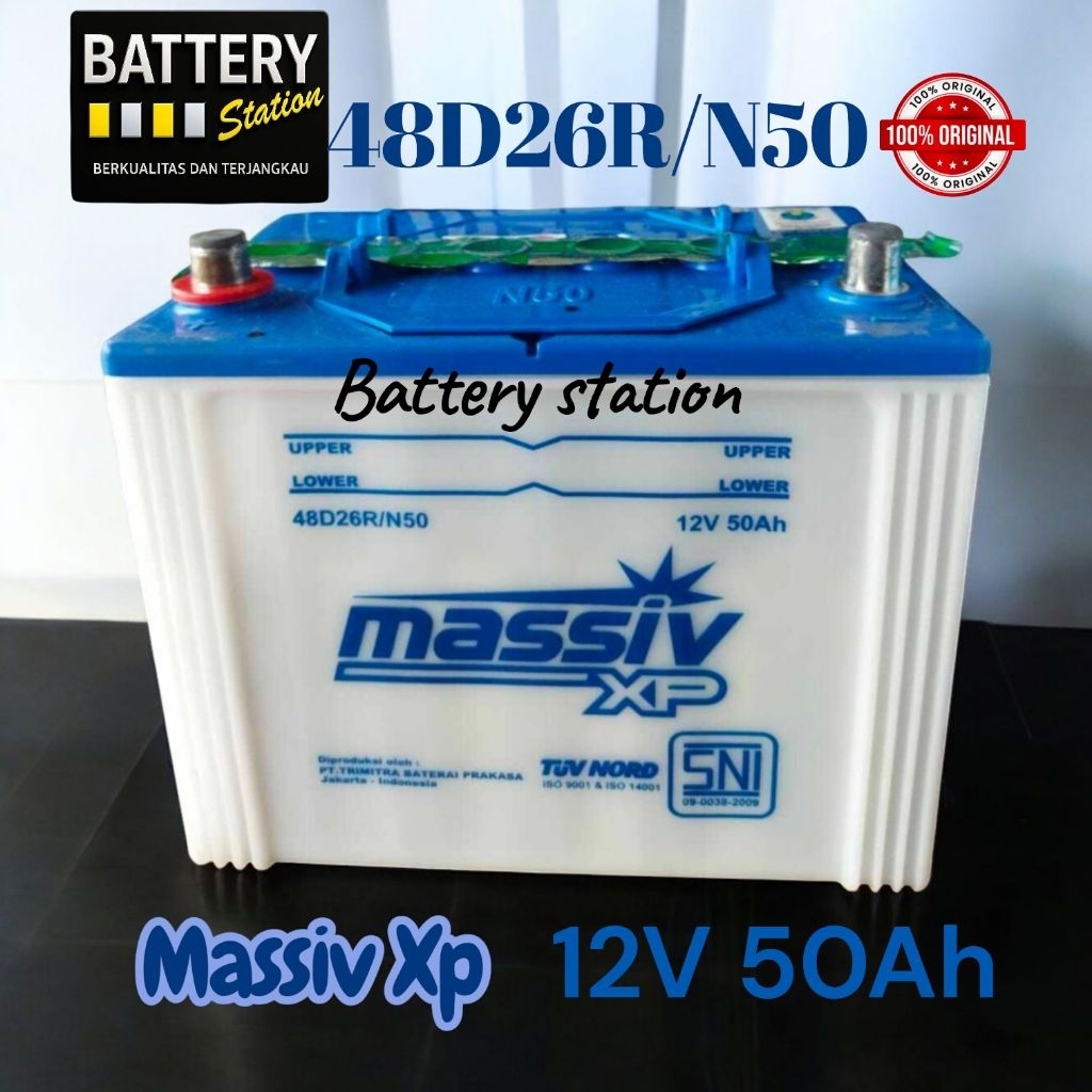 Aki/battery Massiv Xp 48D26R/N50 Original Massiv Xp 12v 50ah Aki Basah Fuso, truck, bus