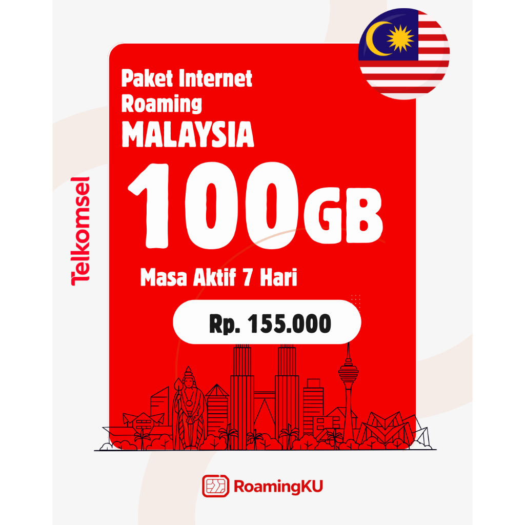 Paket Internet Roaming Telkomsel Malaysia 100GB