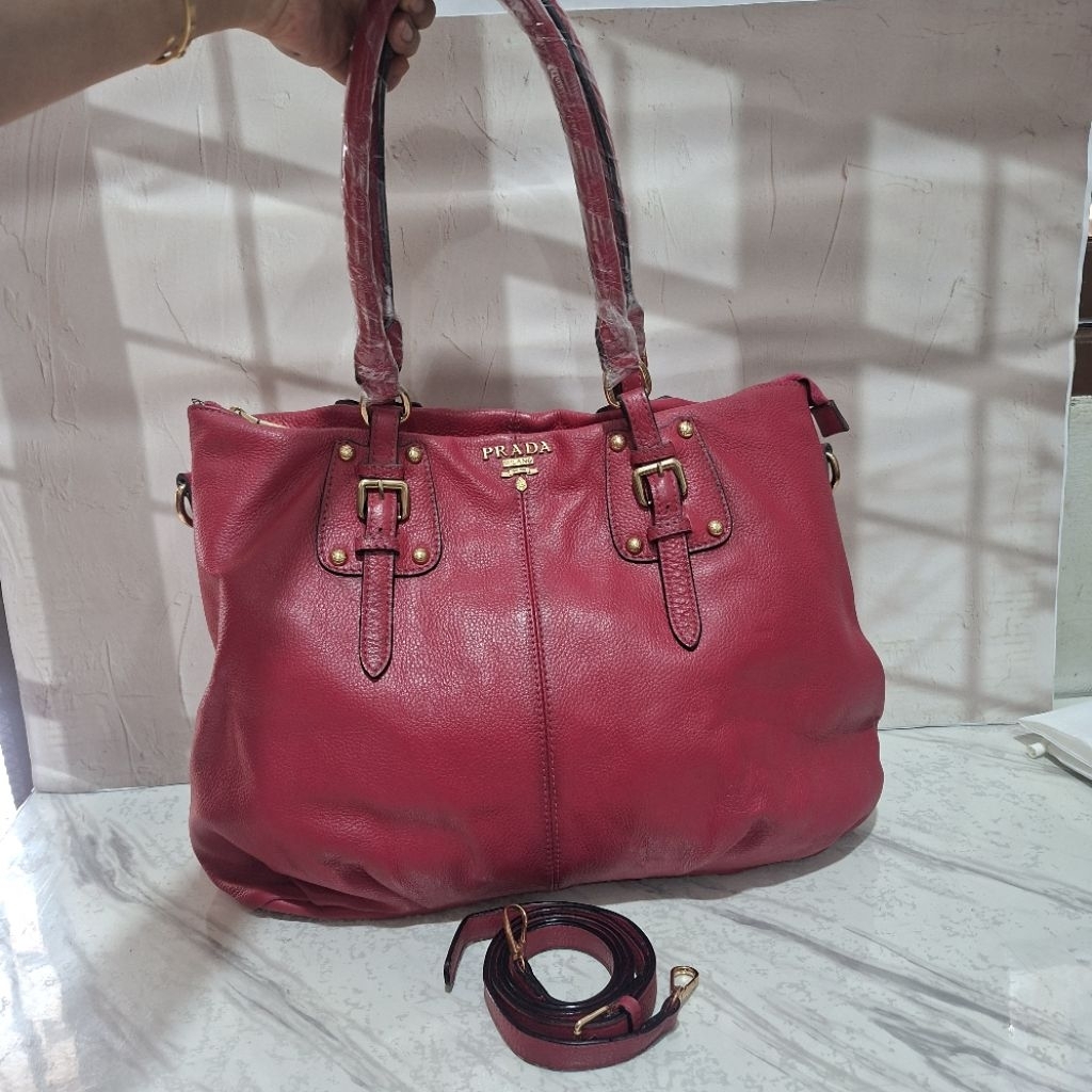 Tas Preloved Tote Pra Cerise Red Fuschia