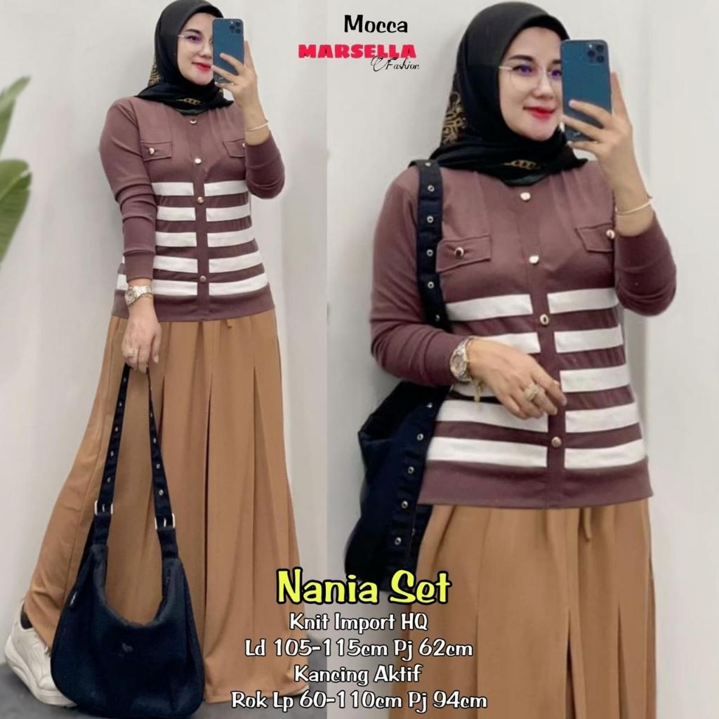 Marsella - Nania Set Rok Wanita • Knit Import HQ Kancing Aktif